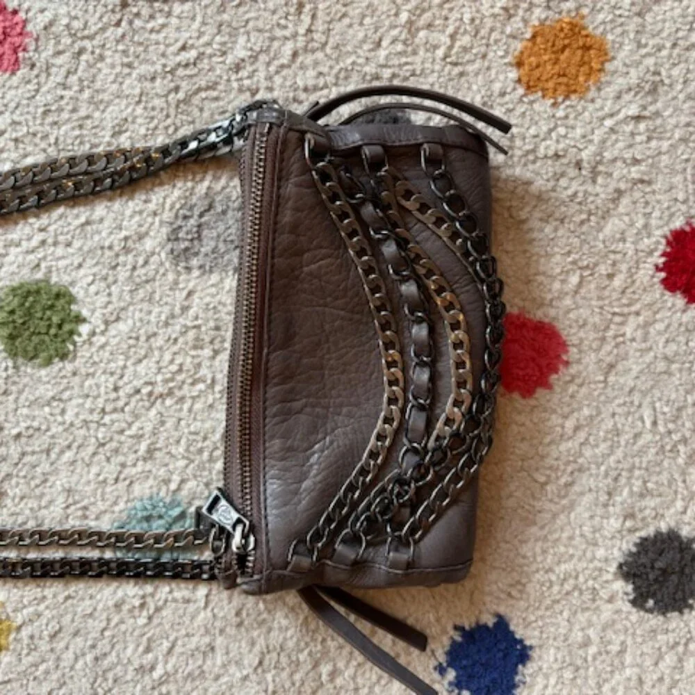 Ash Domino Chain Crossbody Bag in gunmetal grey leather. - Picture 5 of 6